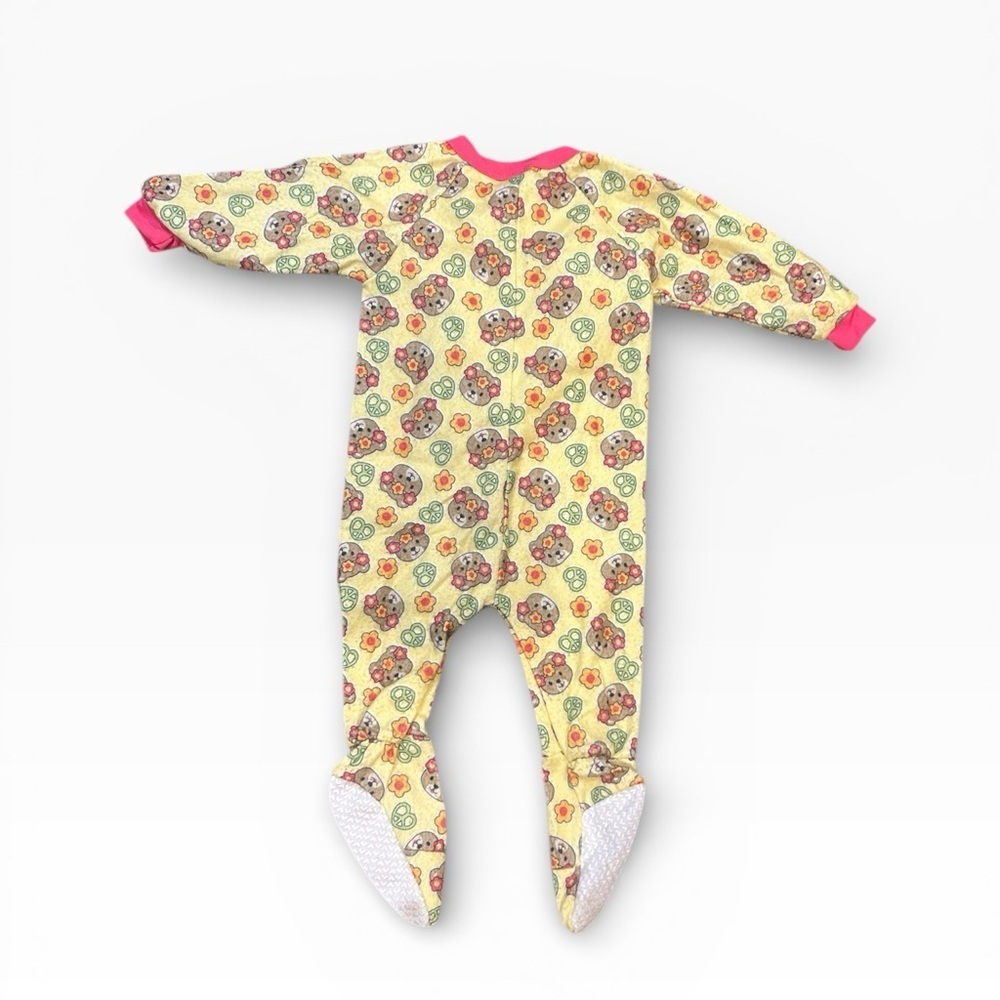 Vintage Carter’s Footed Pajamas Y2K Teddy Bear Peace Print 12M - Picture 3 of 4